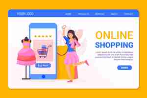 Free vector online shopping landing page