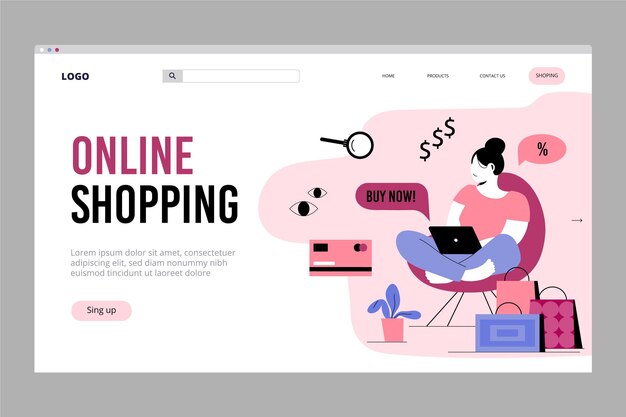 Free vector online shopping - landing page