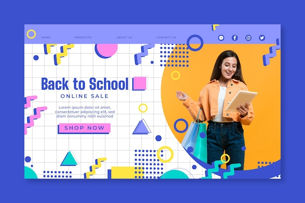 Free vector online shopping landing page