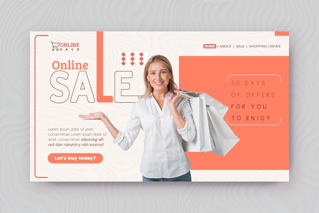 Free vector online shopping landing page