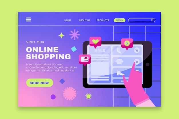 Free vector online shopping landing page