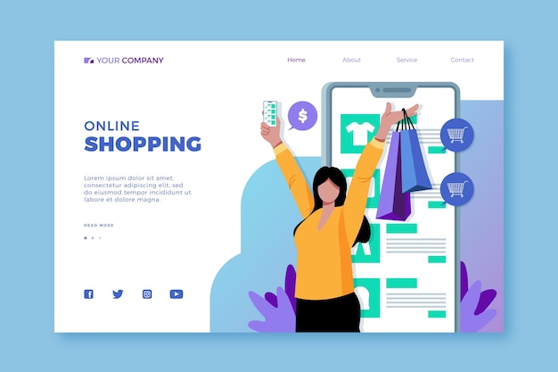 Free vector online shopping - landing page