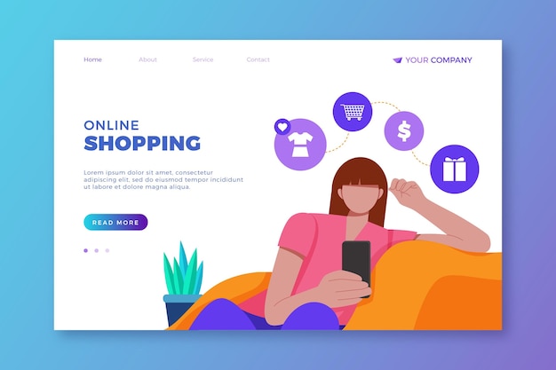 Free vector online shopping - landing page