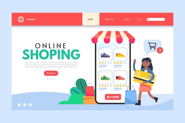 Online shopping landing page