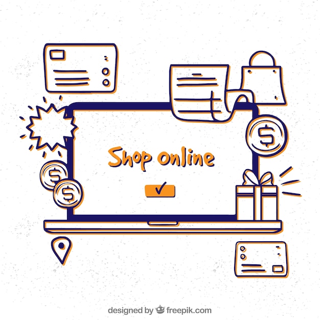 Free vector online shopping, linear style