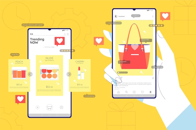 Vettore gratuito concetto di marketing dello shopping online