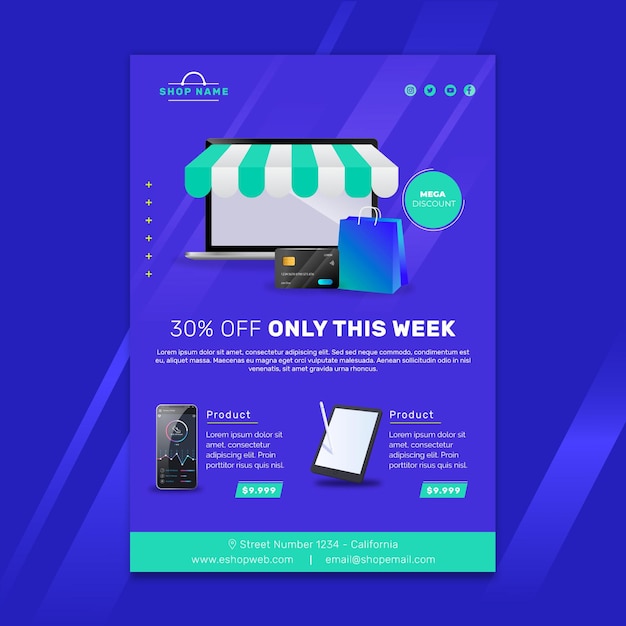 Online shopping poster template