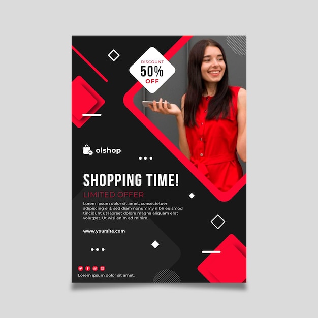 Free vector online shopping poster template