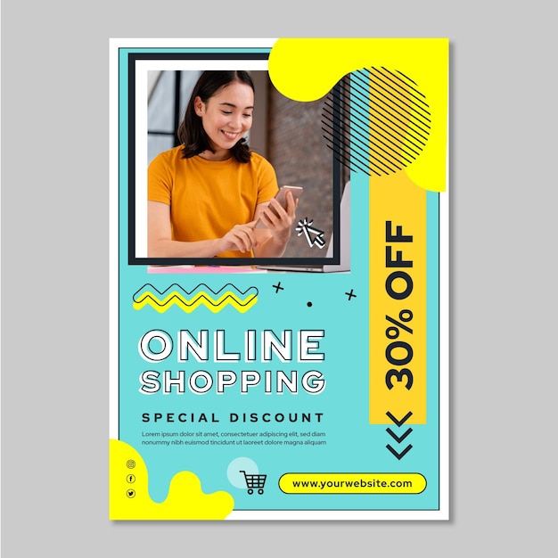 Free vector online shopping poster template