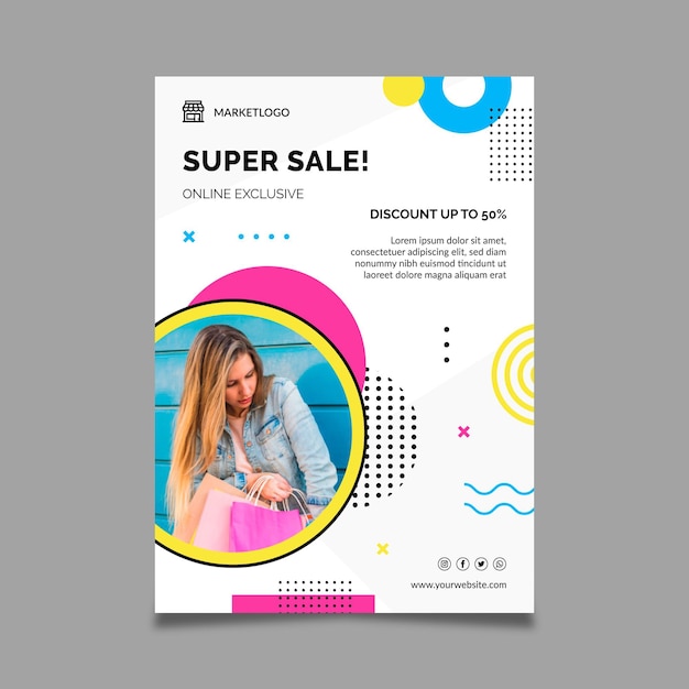 Free vector online shopping poster template