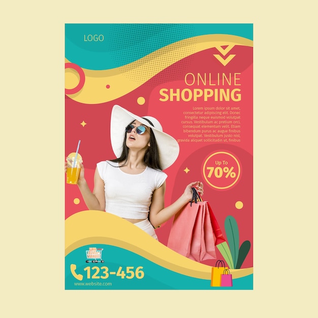 Vettore gratuito poster dello shopping online