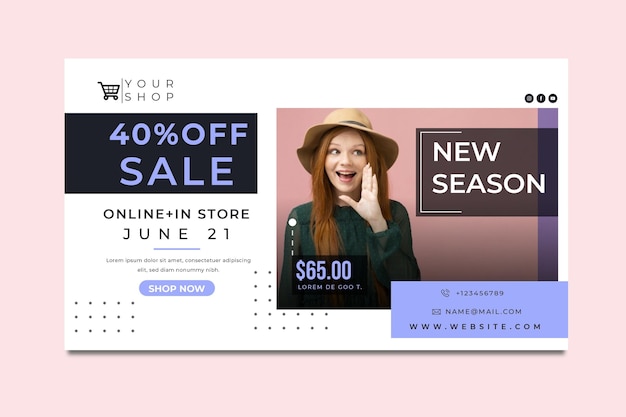 Vettore gratuito shopping online e modello di banner di vendita