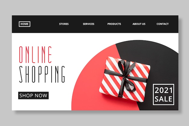 Free vector online shopping and sales landing page template