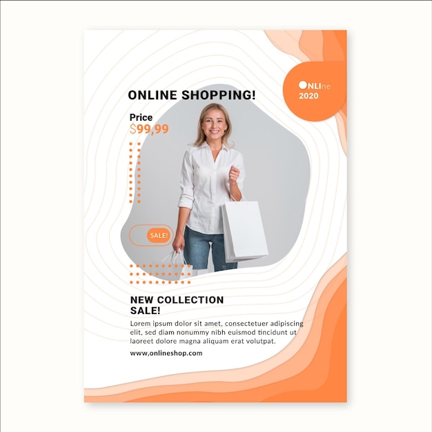 Free vector online shopping service vertical flyer template