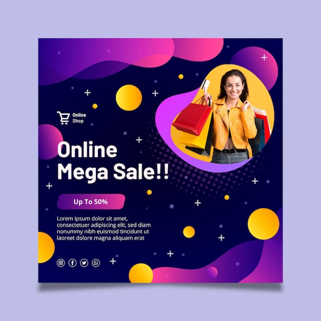 Online shopping square flyer template