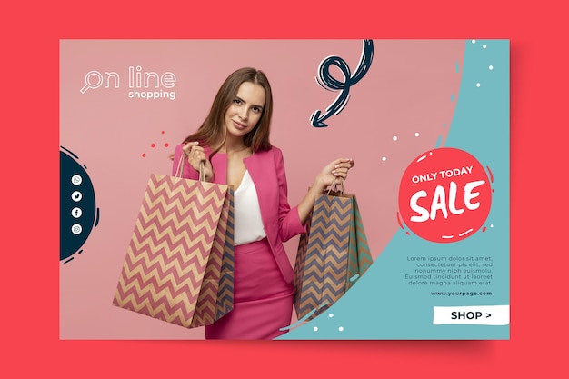 Free vector online shopping template banner