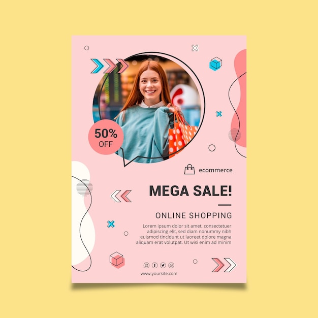 Free vector online shopping vertical flyer template