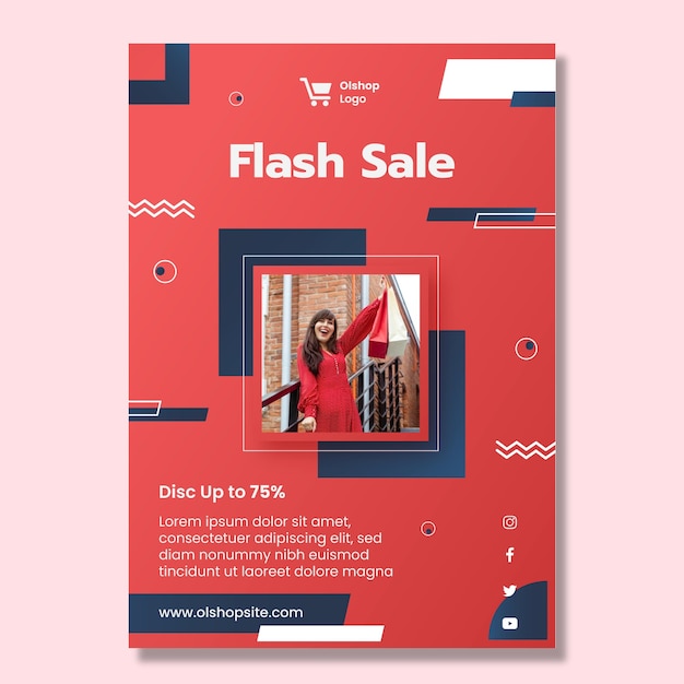 Free vector online shopping vertical flyer template