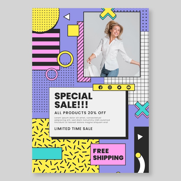 Free vector online shopping vertical flyer template