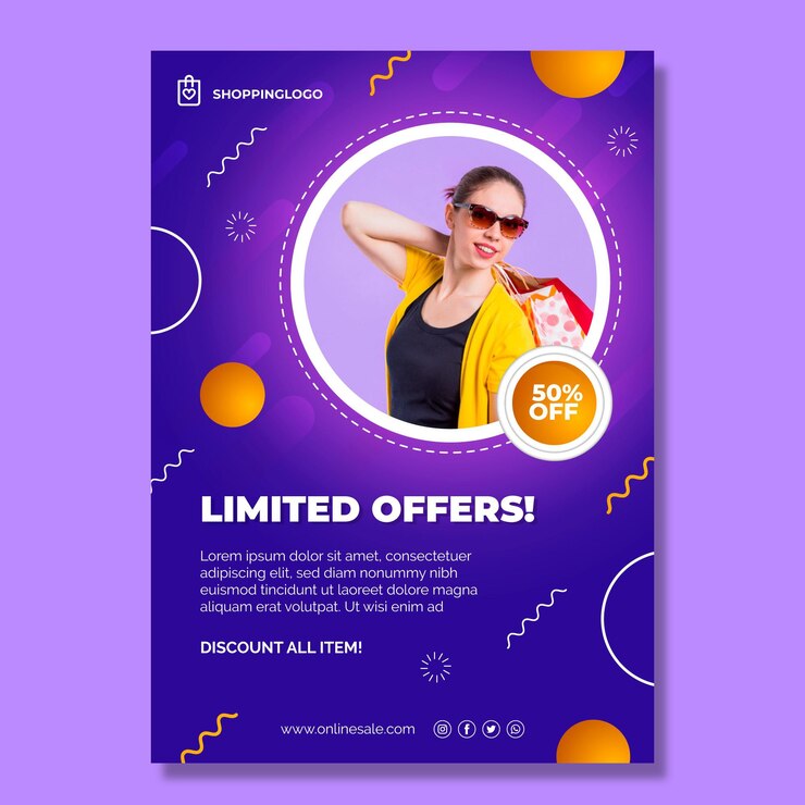 Free Vector online shopping vertical flyer template