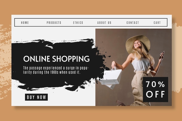 Online shopping with discount landing page