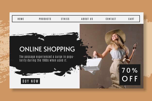 Online shopping with discount landing page