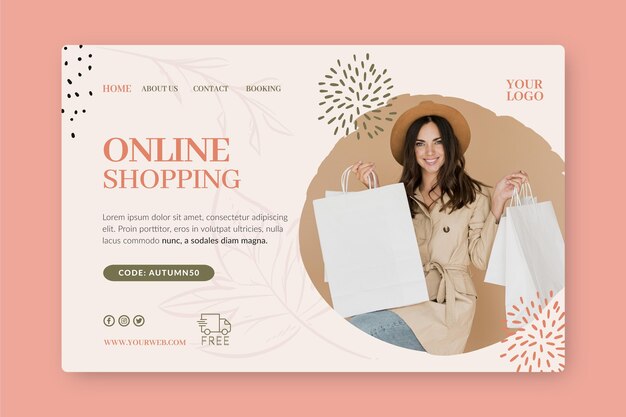 Free vector online shoppings landing page web template