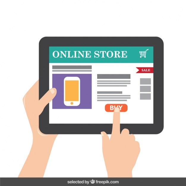 Бесплатное векторное изображение Интернет-магазин на планшете