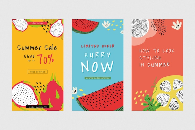 Online summer sale promotion template set vector