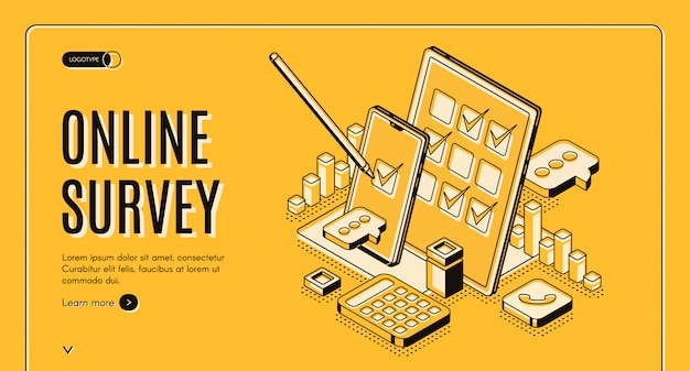 Free vector online survey isometric banner