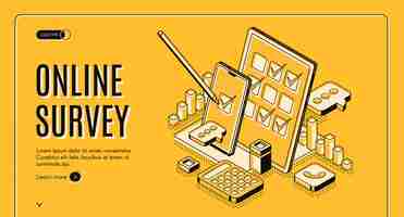 Free vector online survey isometric banner