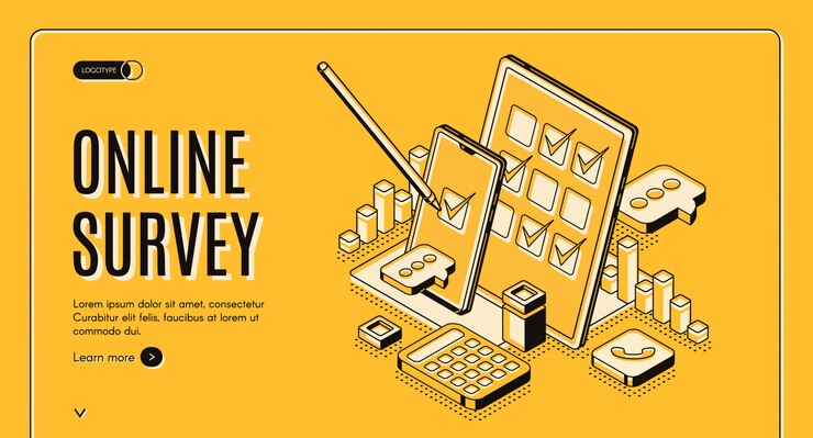 Free Vector online survey isometric banner