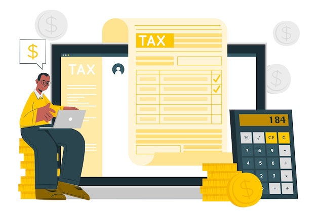 無料ベクター オンライン税の概念図