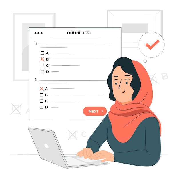 Free vector online test concept illustration