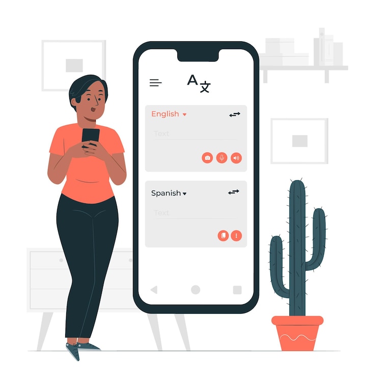 Free Vector online translator concept illustration