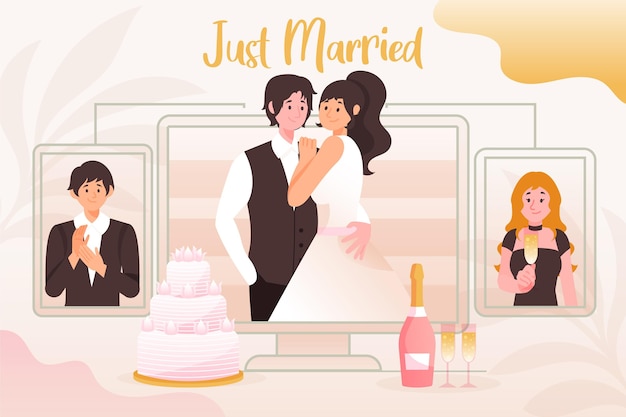 Free vector online wedding ceremony