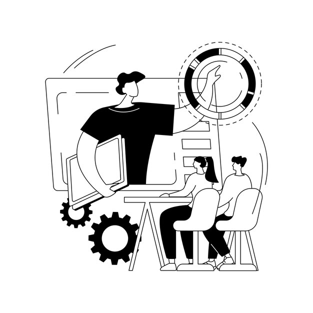 온라인 워크샵 추상 개념 벡터 일러스트 레이 션 ELearning 워크샵 협업 활동은 자기 격리 마스터 클래스 추상 은유에서 온라인 무료 온라인 교육 인증서를 받습니다.