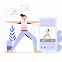 Vettore gratuito concetto di classe di yoga online