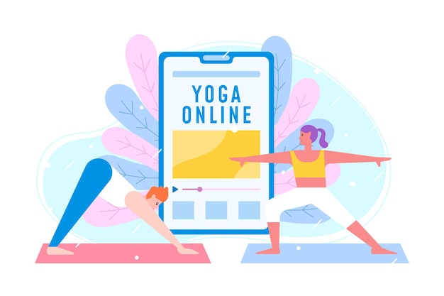 Online yoga class concept flat design