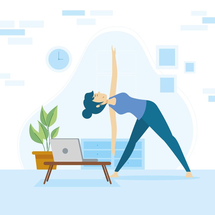 Free Vector online yoga class concept with woman