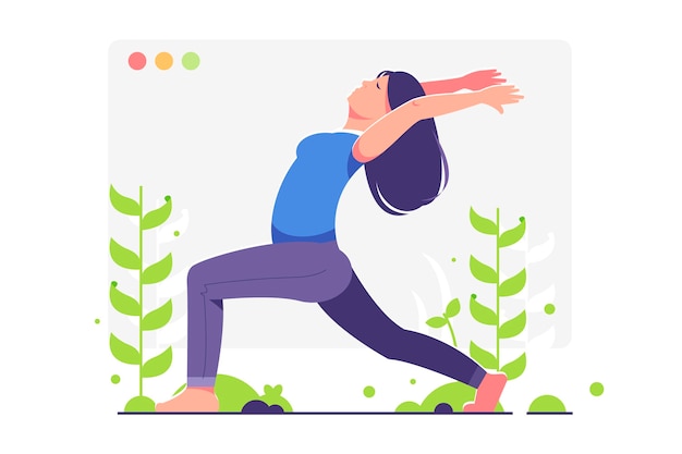 Free vector online yoga class concept with woman