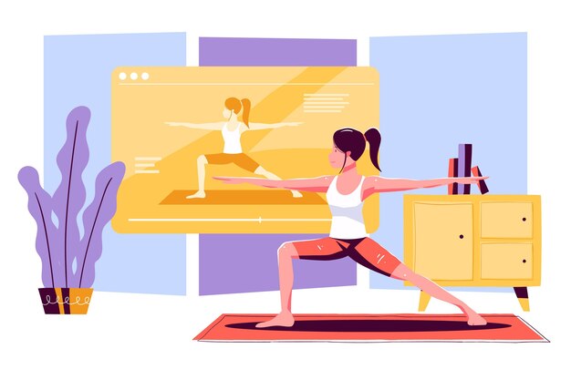 Online yoga class concept