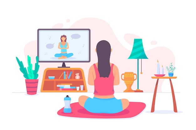 Free vector online yoga class concept