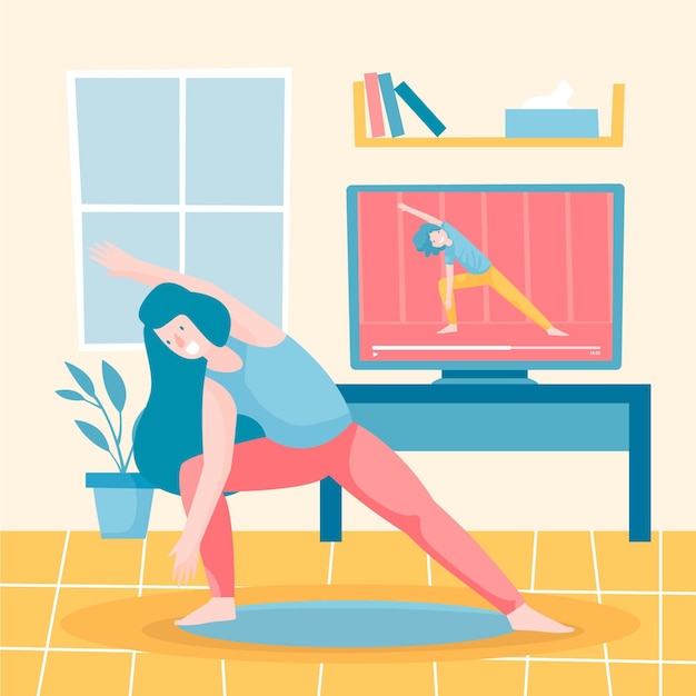 Online yoga class concept