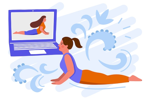 Online yoga class concept