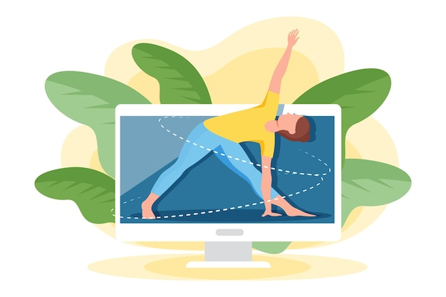 Vettore gratuito concetto di lezione di yoga online