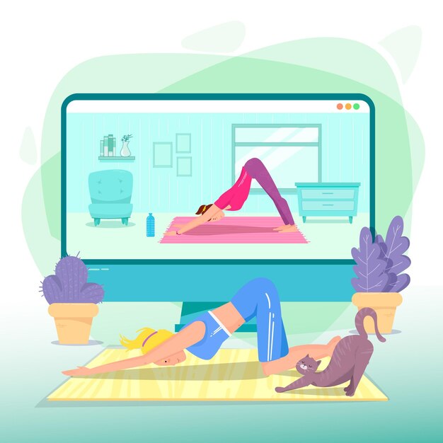 Vettore gratuito illustrazione di lezione di yoga online