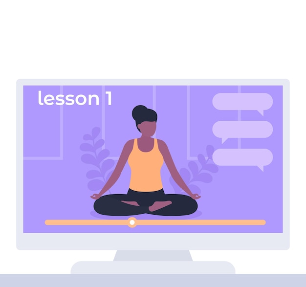 Онлайн-уроки йоги, уроки по тв, вектор