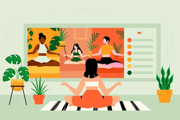 Vettore gratuito lezione di yoga online