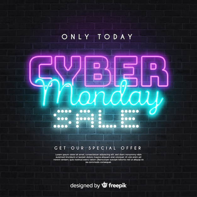 Only today cyber monday sales in neon style